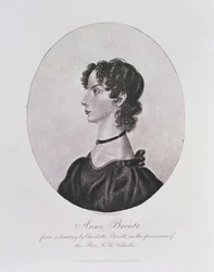 Porträtt av Anne Bronte (1820-49) från en teckning i pastor A. B. Nicholls ägo, graverad av Walker och Boutall